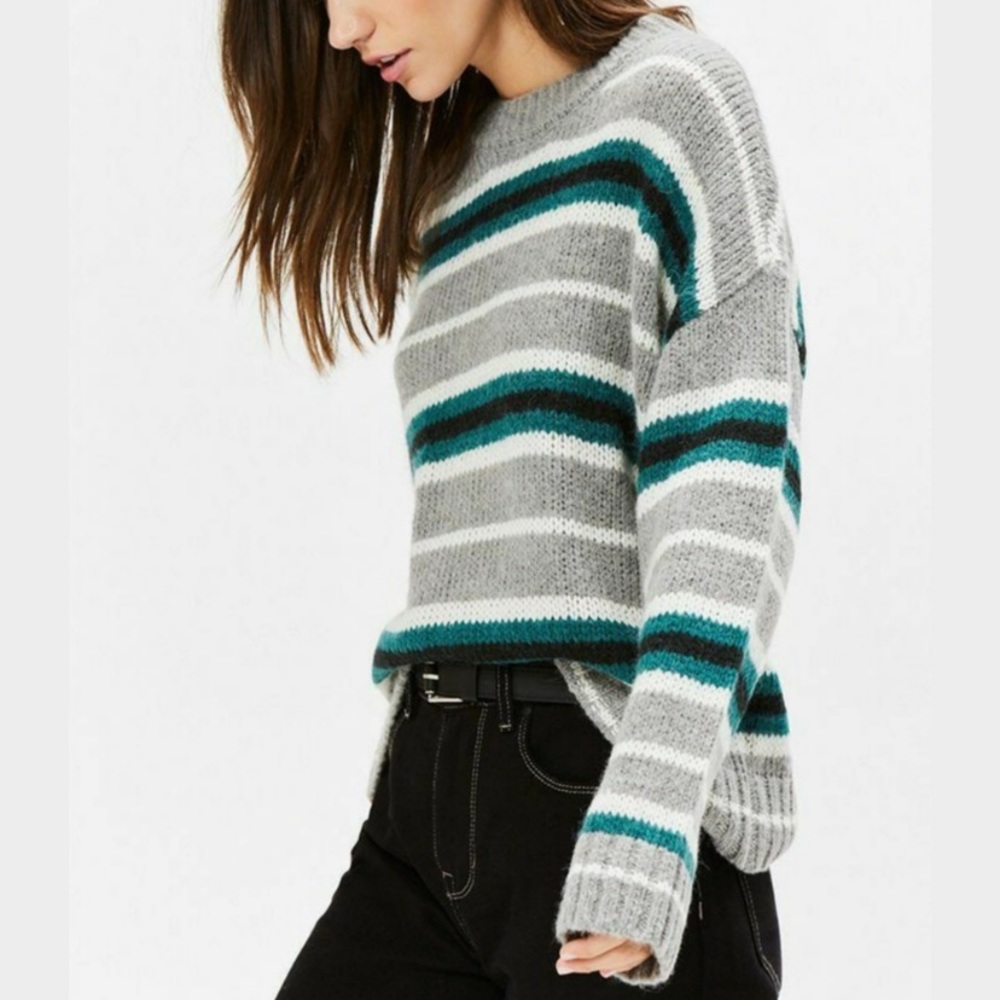 Pacsun La Hearts Striped Crewneck Sweater